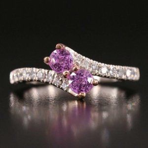 EVER US Designer Ring / 1.55 CT Pink Sapphire & Diamond Ring / 14K